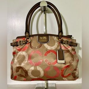 Coach Madison OP ART Gold/Pink 4 Compartment Bag